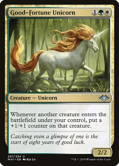 Good-Fortune Unicorn, carta Magic di tipo Creature — Unicorn illustrata da Kee Lo