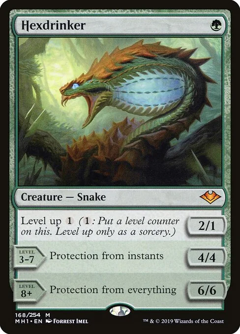 Hexdrinker, carta Magic di tipo Creature — Snake illustrata da Forrest Imel