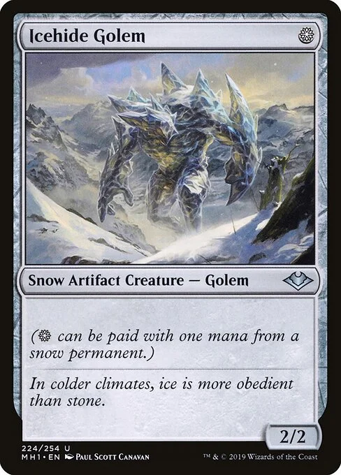 Icehide Golem, carta Magic di tipo Snow Artifact Creature — Golem illustrata da Paul Scott Canavan