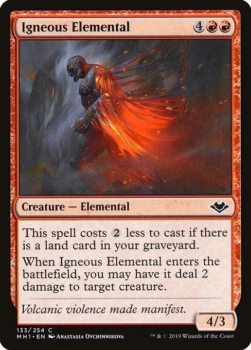Igneous Elemental, carta Magic di tipo Creature — Elemental illustrata da Anastasia Ovchinnikova