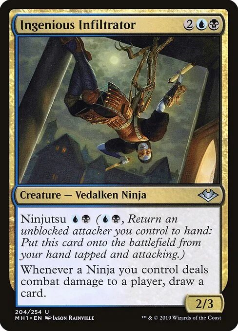 Ingenious Infiltrator, carta Magic di tipo Creature — Vedalken Ninja illustrata da Jason Rainville