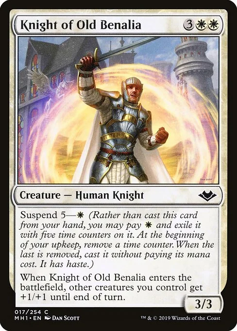 Knight of Old Benalia, carta Magic di tipo Creature — Human Knight illustrata da Dan Murayama Scott