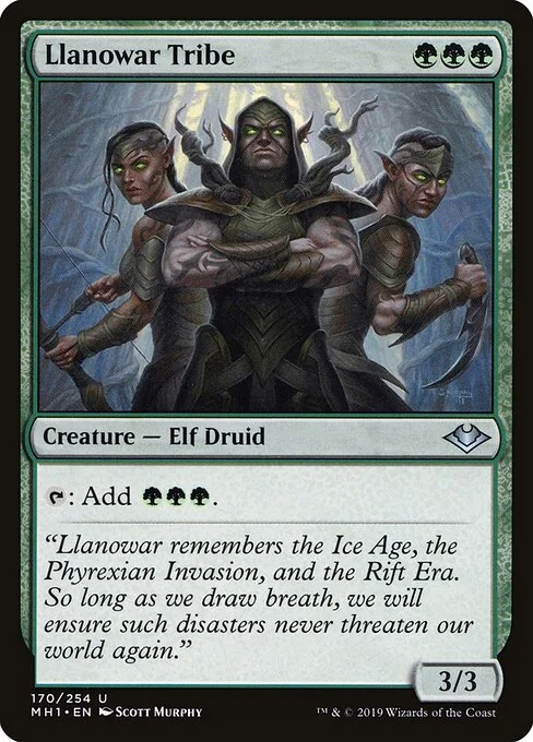 Llanowar Tribe, carta Magic di tipo Creature — Elf Druid illustrata da Scott Murphy