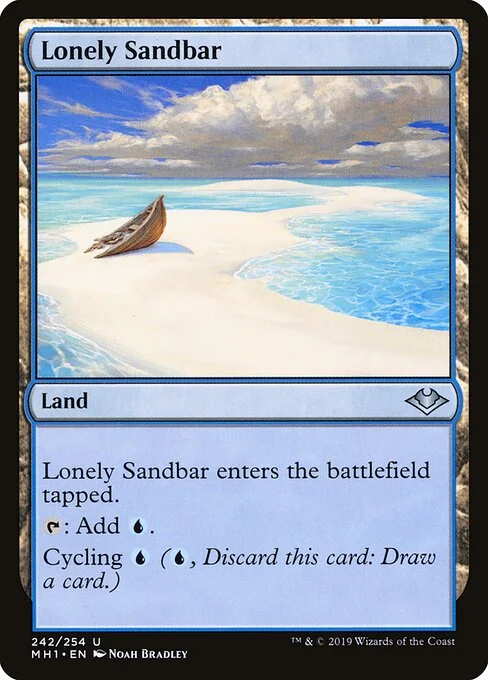 Lonely Sandbar, carta Magic di tipo Land illustrata da Noah Bradley