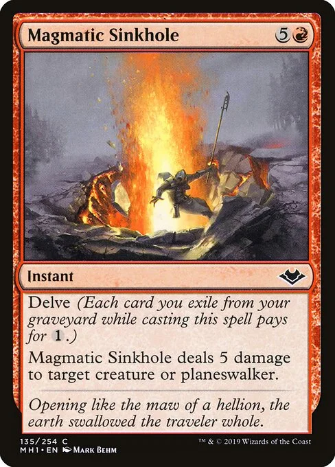 Magmatic Sinkhole, carta Magic di tipo Instant illustrata da Mark Behm