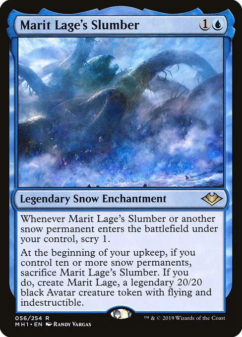 Marit Lage's Slumber, carta Magic di tipo Legendary Snow Enchantment illustrata da Randy Vargas