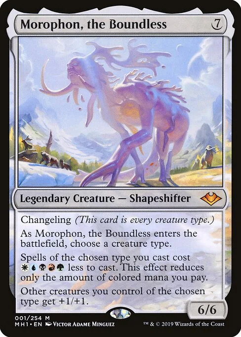 Morophon, the Boundless, carta Magic di tipo Legendary Creature — Shapeshifter illustrata da Victor Adame Minguez