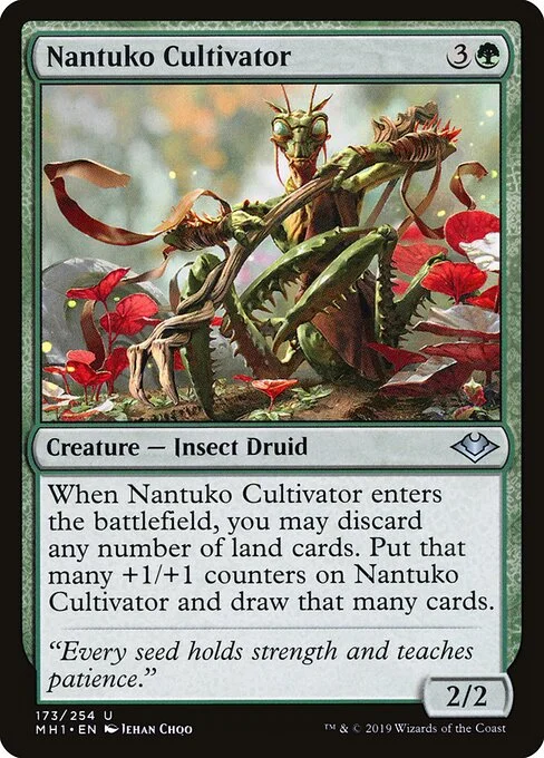Nantuko Cultivator, carta Magic di tipo Creature — Insect Druid illustrata da Jehan Choo