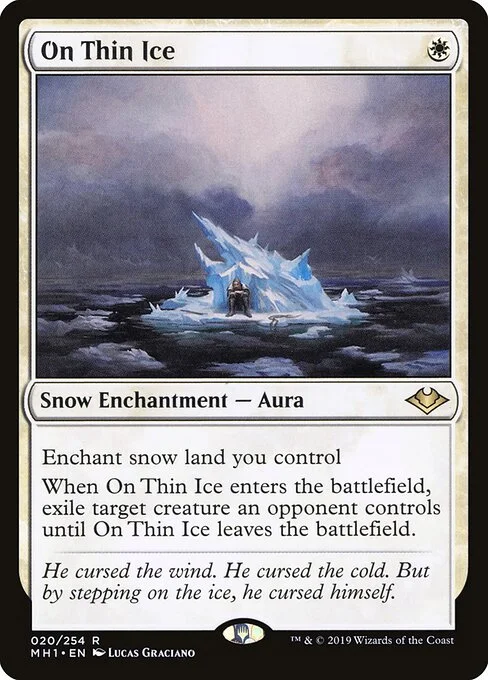 On Thin Ice, carta Magic di tipo Snow Enchantment — Aura illustrata da Lucas Graciano