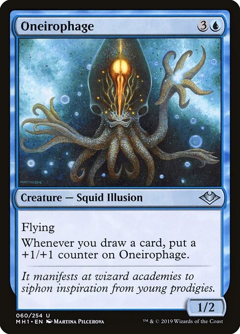Oneirophage, carta Magic di tipo Creature — Squid Illusion illustrata da Martina Pilcerova