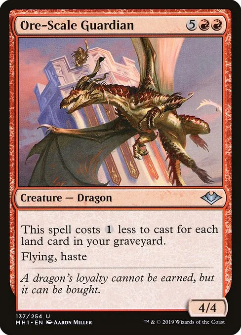 Ore-Scale Guardian, carta Magic di tipo Creature — Dragon illustrata da Aaron Miller