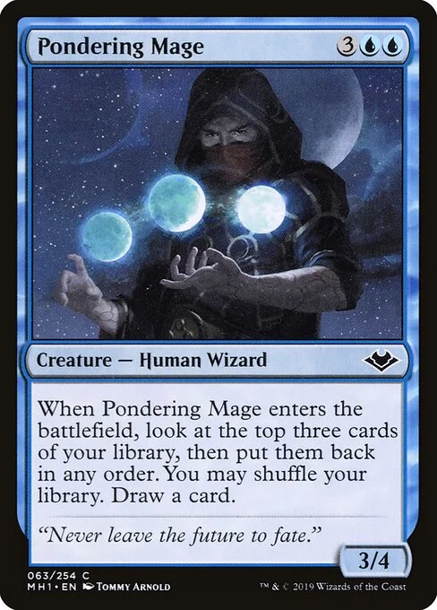 Pondering Mage, carta Magic di tipo Creature — Human Wizard illustrata da Tommy Arnold