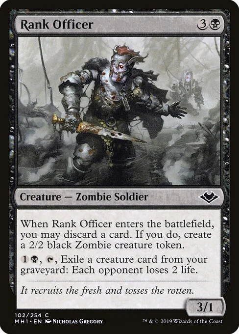 Rank Officer, carta Magic di tipo Creature — Zombie Soldier illustrata da Nicholas Gregory