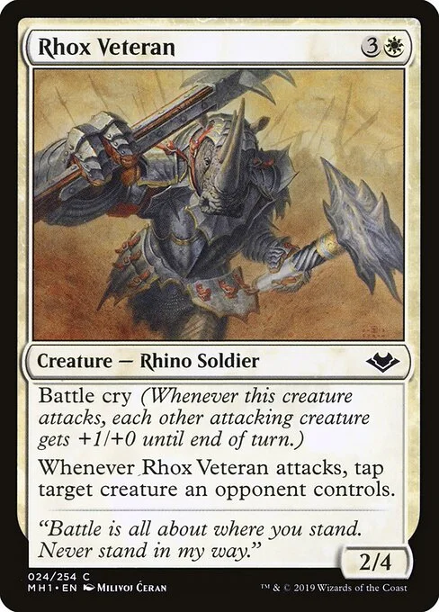 Rhox Veteran, carta Magic di tipo Creature — Rhino Soldier illustrata da Milivoj Ćeran