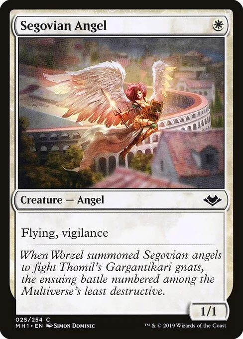 Segovian Angel, carta Magic di tipo Creature — Angel illustrata da Simon Dominic