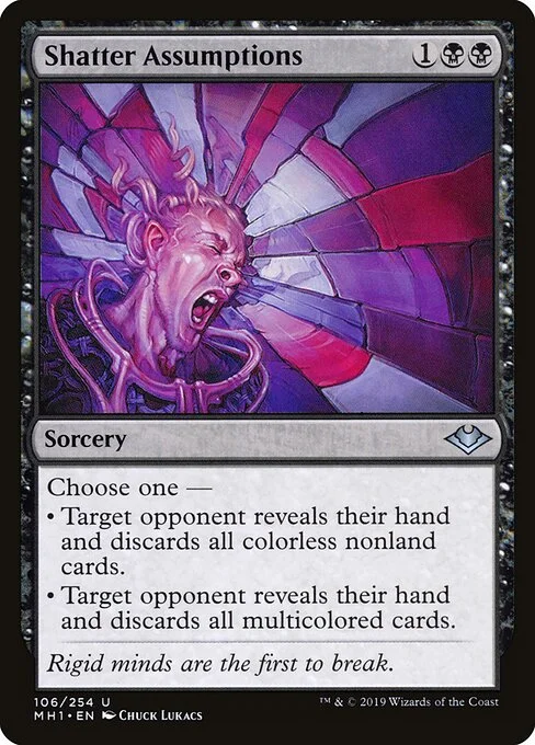 Shatter Assumptions, carta Magic di tipo Sorcery illustrata da Chuck Lukacs