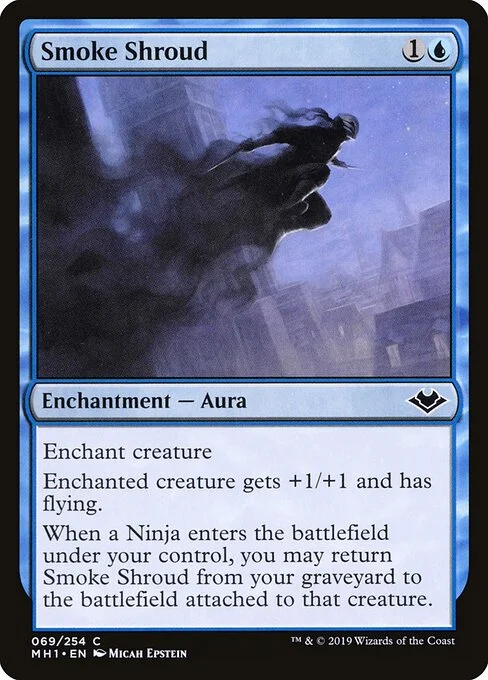 Smoke Shroud, carta Magic di tipo Enchantment — Aura illustrata da Micah Epstein