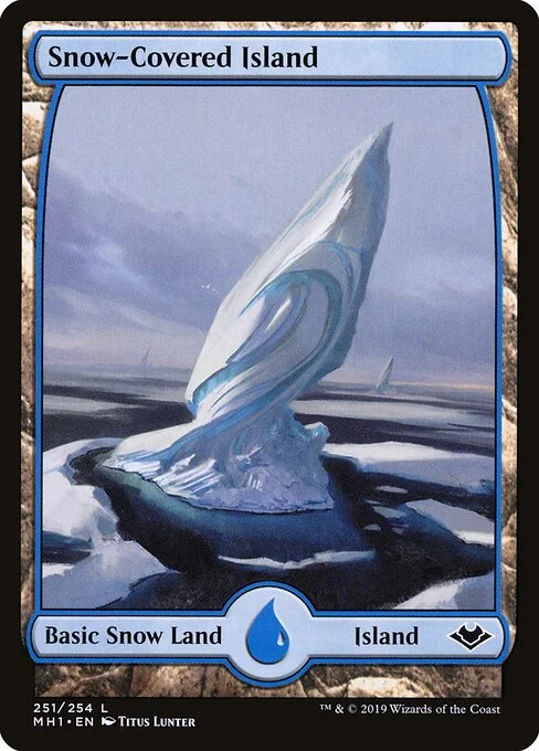 Snow-Covered Island, carta Magic di tipo Basic Snow Land — Island illustrata da Titus Lunter