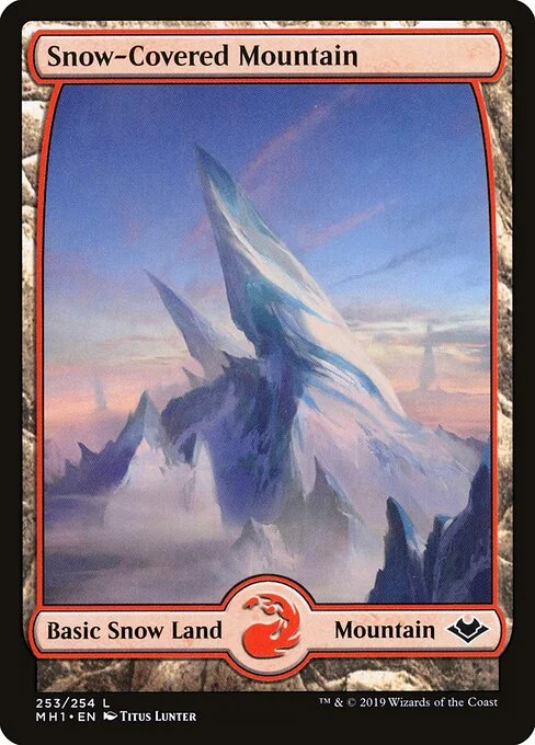 Snow-Covered Mountain, carta Magic di tipo Basic Snow Land — Mountain illustrata da Titus Lunter