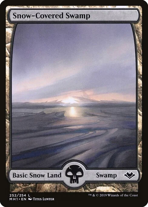 Snow-Covered Swamp, carta Magic di tipo Basic Snow Land — Swamp illustrata da Titus Lunter