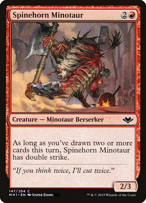 Spinehorn Minotaur, carta Magic di tipo Creature — Minotaur Berserker illustrata da Jesper Ejsing