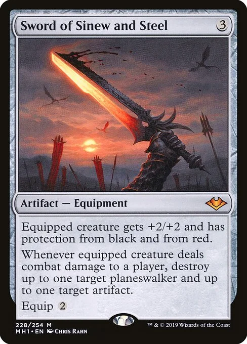 Sword of Sinew and Steel, carta Magic di tipo Artifact — Equipment illustrata da Chris Rahn