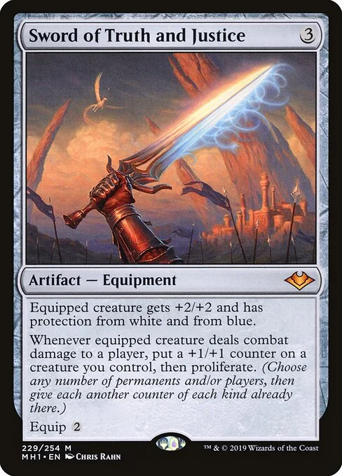Sword of Truth and Justice, carta Magic di tipo Artifact — Equipment illustrata da Chris Rahn