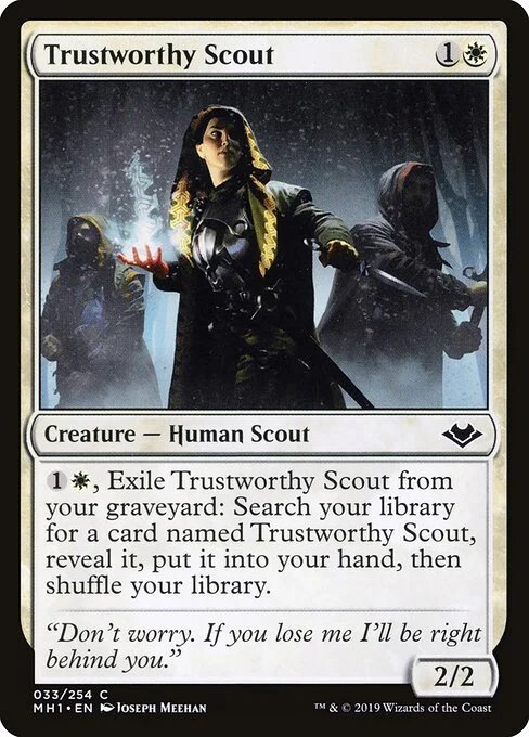 Trustworthy Scout, carta Magic di tipo Creature — Human Scout illustrata da Joseph Meehan
