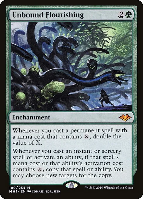 Unbound Flourishing, carta Magic di tipo Enchantment illustrata da Tomasz Jedruszek