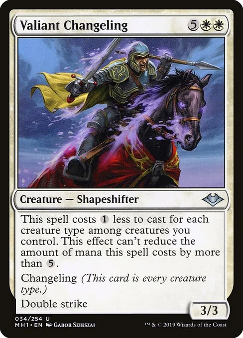 Valiant Changeling, carta Magic di tipo Creature — Shapeshifter illustrata da Gabor Szikszai