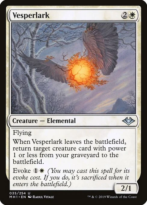 Vesperlark, carta Magic di tipo Creature — Elemental illustrata da Raoul Vitale