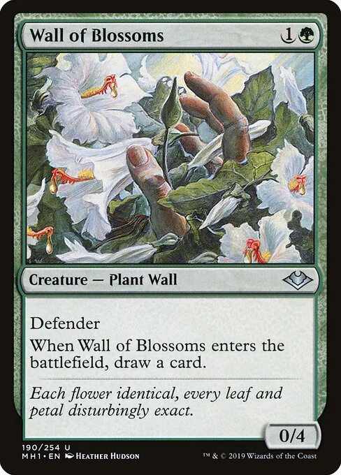 Wall of Blossoms, carta Magic di tipo Creature — Plant Wall illustrata da Heather Hudson
