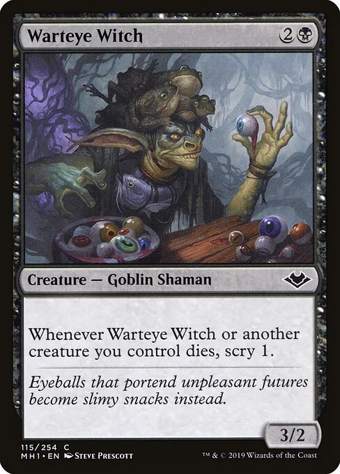 Warteye Witch, carta Magic di tipo Creature — Goblin Shaman illustrata da Steve Prescott