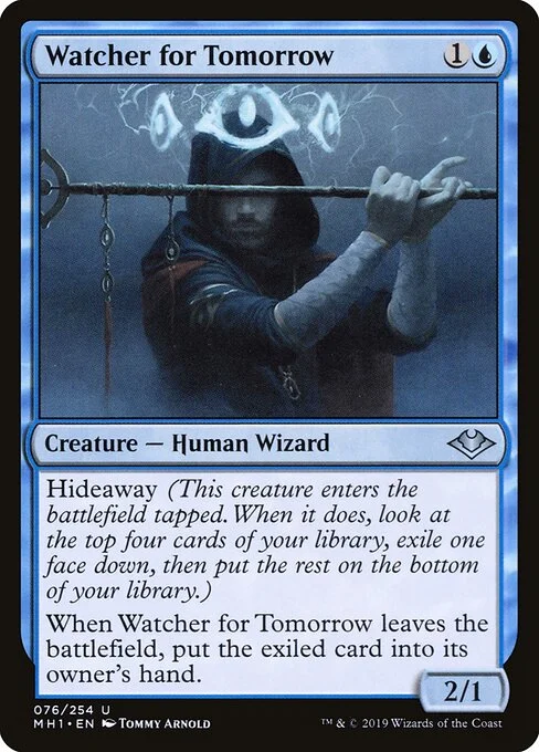 Watcher for Tomorrow, carta Magic di tipo Creature — Human Wizard illustrata da Tommy Arnold