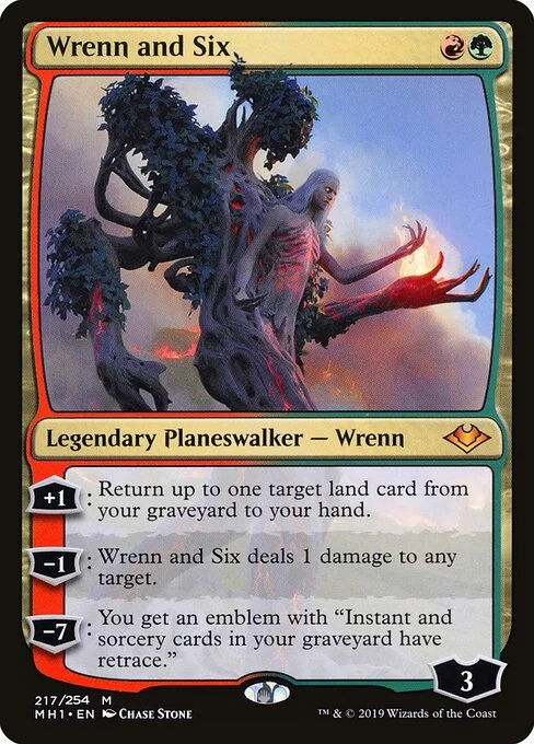 Wrenn and Six, carta Magic di tipo Legendary Planeswalker — Wrenn illustrata da Chase Stone