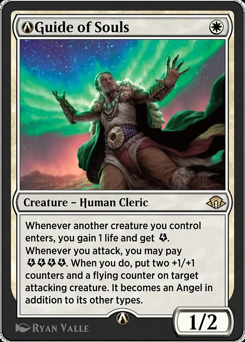 A-Guide of Souls, carta Magic di tipo Creature — Human Cleric illustrata da Ryan Valle