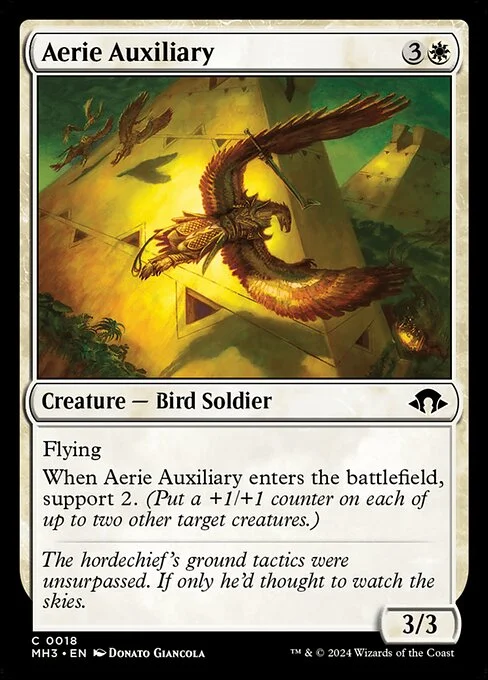 Aerie Auxiliary, carta Magic di tipo Creature — Bird Soldier illustrata da Donato Giancola