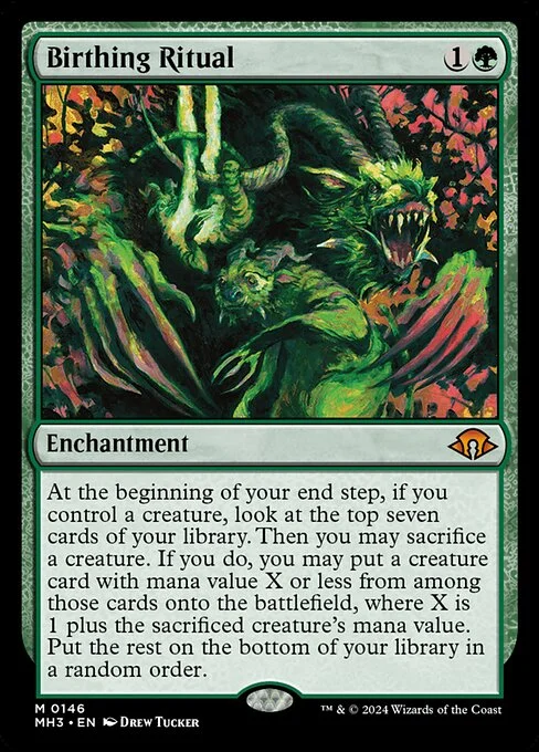Birthing Ritual, carta Magic di tipo Enchantment illustrata da Drew Tucker