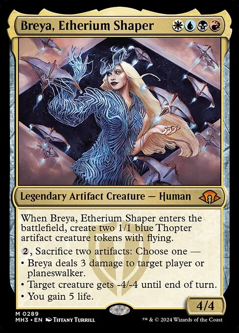 Breya, Etherium Shaper, carta Magic di tipo Legendary Artifact Creature — Human illustrata da Tiffany Turrill