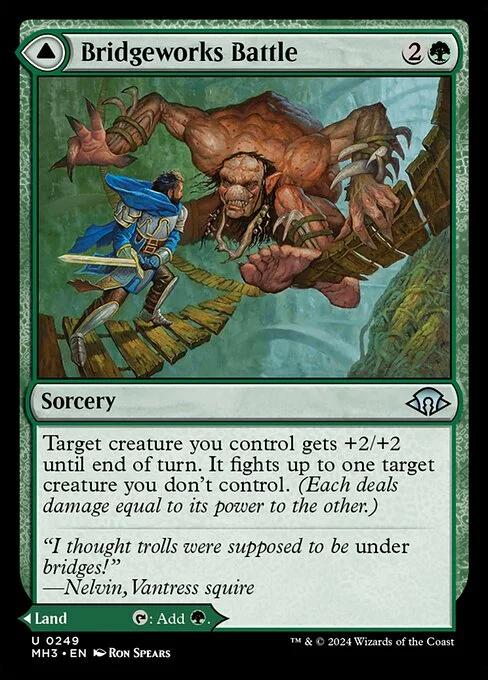 Bridgeworks Battle // Tanglespan Bridgeworks, carta Magic di tipo Sorcery // Land illustrata da Ron Spears