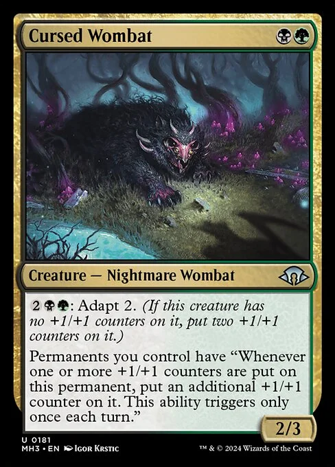 Cursed Wombat, carta Magic di tipo Creature — Nightmare Wombat illustrata da Igor Krstic
