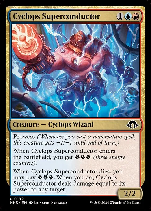 Cyclops Superconductor, carta Magic di tipo Creature — Cyclops Wizard illustrata da Leonardo Santanna
