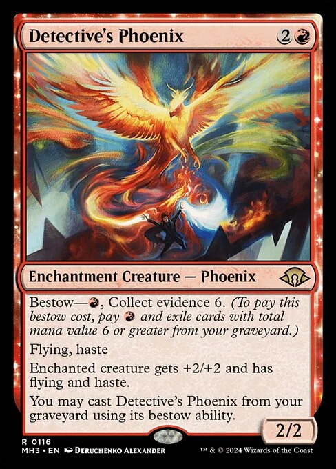 Detective's Phoenix, carta Magic di tipo Enchantment Creature — Phoenix illustrata da Deruchenko Alexander