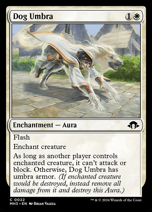 Dog Umbra, carta Magic di tipo Enchantment — Aura illustrata da Brian Valeza
