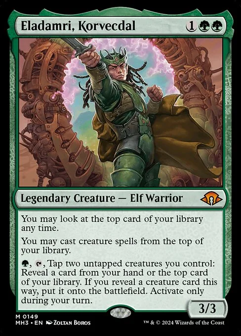 Eladamri, Korvecdal, carta Magic di tipo Legendary Creature — Elf Warrior illustrata da Zoltan Boros