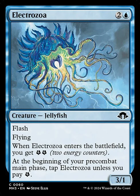 Electrozoa, carta Magic di tipo Creature — Jellyfish illustrata da Steve Ellis