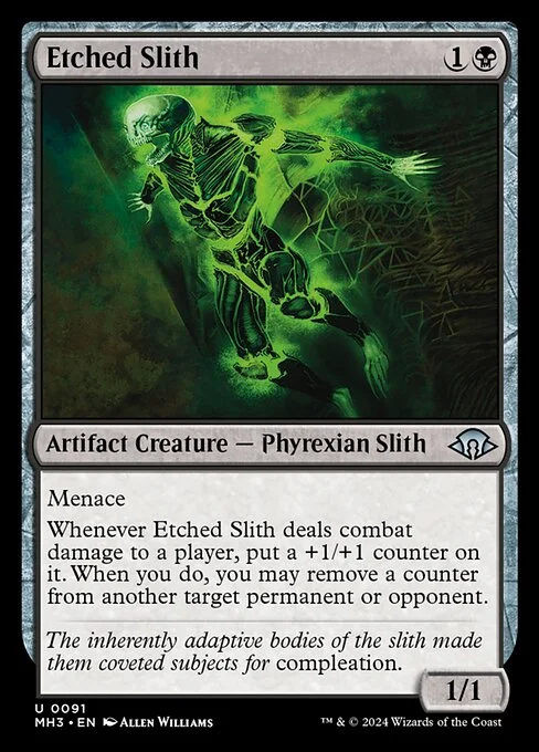 Etched Slith, carta Magic di tipo Artifact Creature — Phyrexian Slith illustrata da Allen Williams
