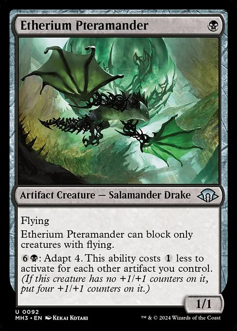 Etherium Pteramander, carta Magic di tipo Artifact Creature — Salamander Drake illustrata da Kekai Kotaki