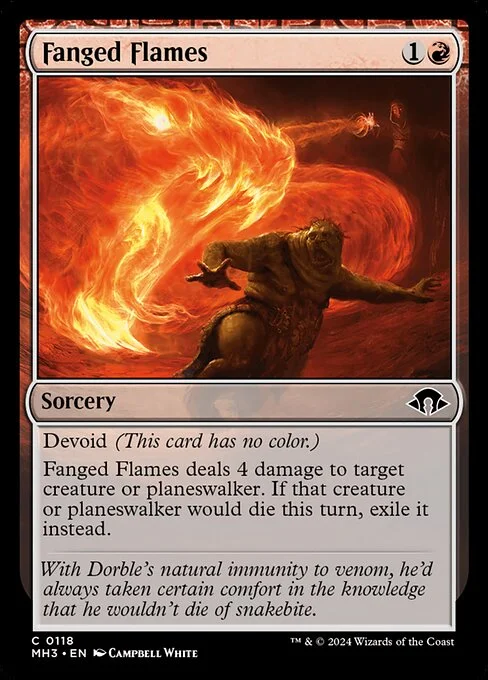 Fanged Flames, carta Magic di tipo Sorcery illustrata da Campbell White