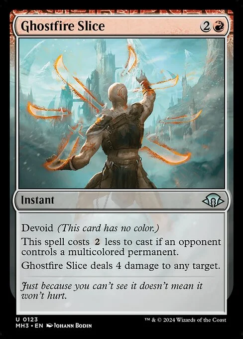 Ghostfire Slice, carta Magic di tipo Instant illustrata da Johann Bodin